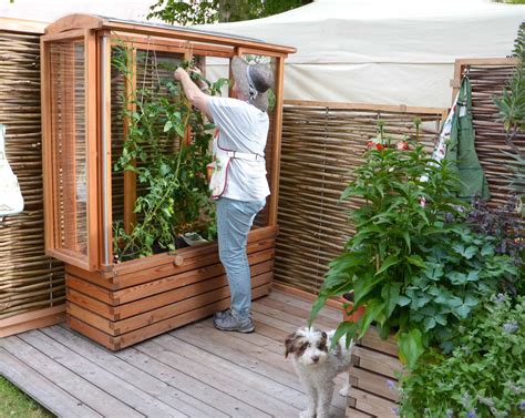 Tomatenhaus auf Pflanzkasten für Balkon und Terrasse 150cm Länge