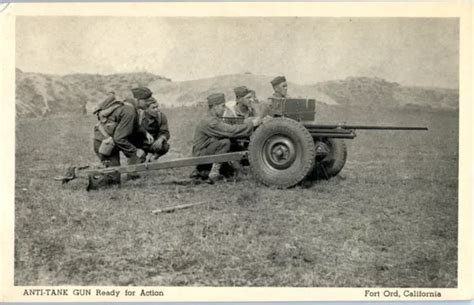 1940s Vintage Postcard Wwii Us Army Anti Tank Gun Training Fort Ord