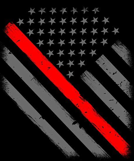 "Firefighter Thin Red Line American Flag" Poster by bluelinegear