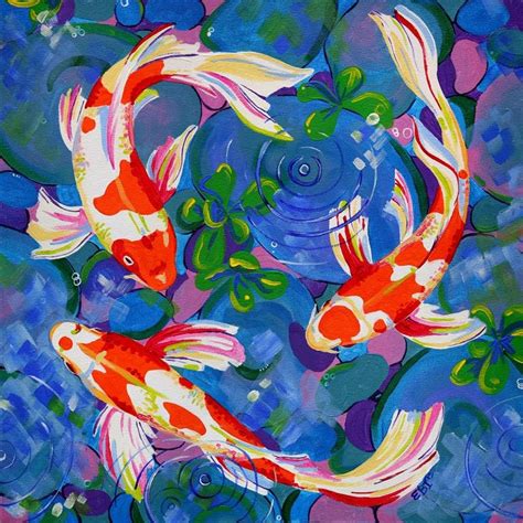 Koi Fish Art Print Brightly Colored Wall Decor Koi Fish Home Etsy