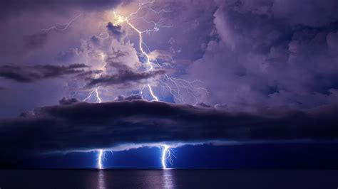 Lightning Storm over the Ocean HD Wallpaper | Background Image | 1920x1080