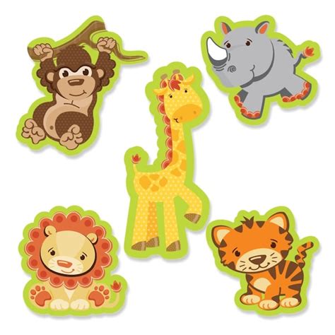 24 Pc Small Safari Jungle Shaped Paper Cut Outs Baby Shower