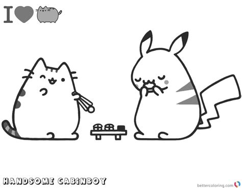 The fun illustrations bring cuteness to a whole new level. Pusheen Coloring Pages Pikachu and Pusheen - Free ...