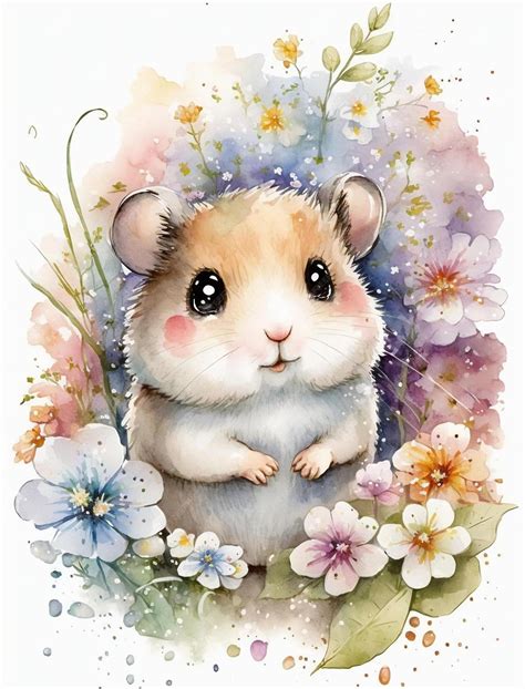 Premium Ai Image Hamster Watercolor Illustration