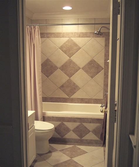 Ceramic tile is a classic choice for bathroom walls. Shower wall on diagonal, worked out to the" full half with ...