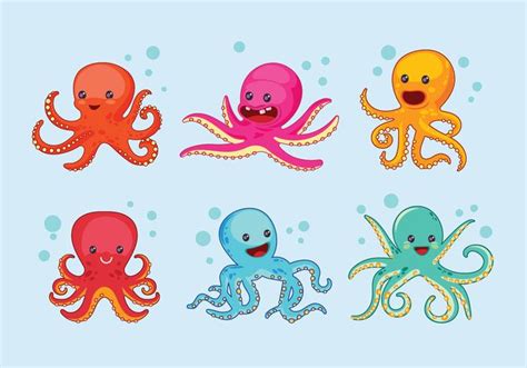 Set Of Cute Octopus With Expression 227392 Vector Art At Vecteezy