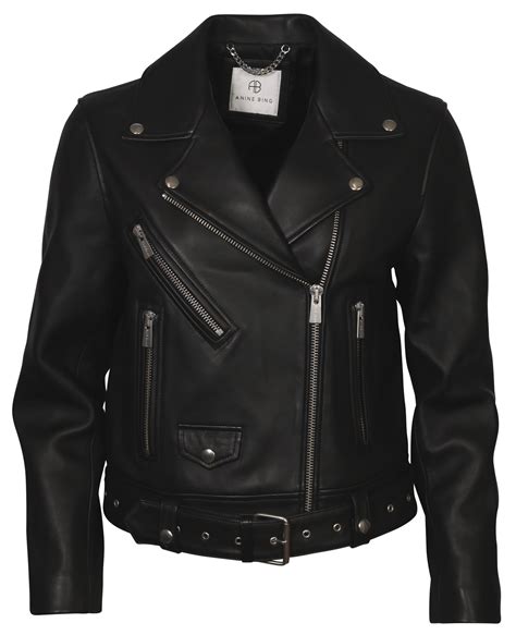 Womens Anine Bing Moto Leatherjacket Benjamin Black Hechlerandnickel