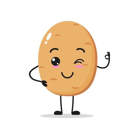 Premium Vector Cute Happy Potato Character Funny Smiling And Bwink