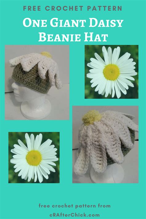 One Giant Daisy Beanie Hat Crochet Pattern Crafterchick Free