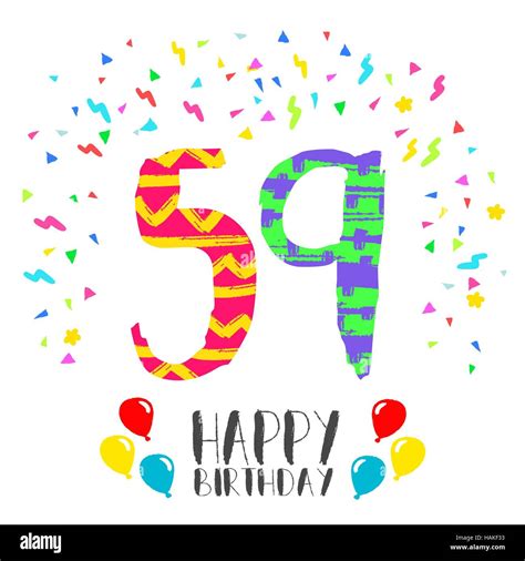 Feliz Cumpleaños Número 59 Tarjeta De Felicitación Para Cincuenta Y