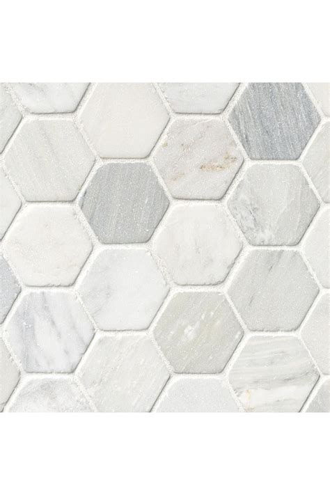 Hampton Carrara Tumbled Hex Mosaic Tile 3 X 3 In Wall Tile Marble