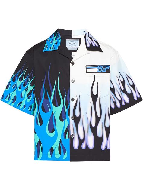 Prada Double Match Flames Print Shirt Farfetch