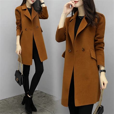 2019 hot sale woman wool coat high quality winter jacket women slim woolen long cashmere coats