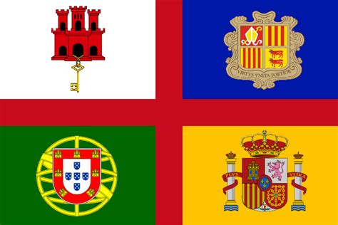 Flag Of The United Kingdom Of Iberia Spain Portugal Andorra