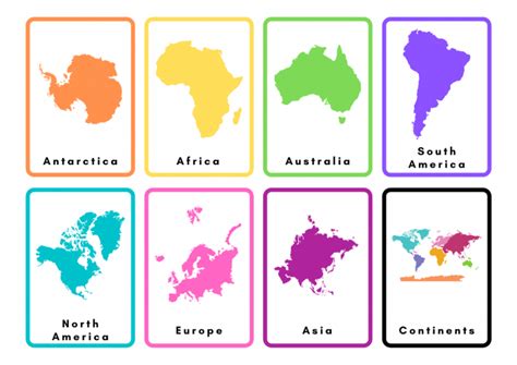Continents Flashcards Printable