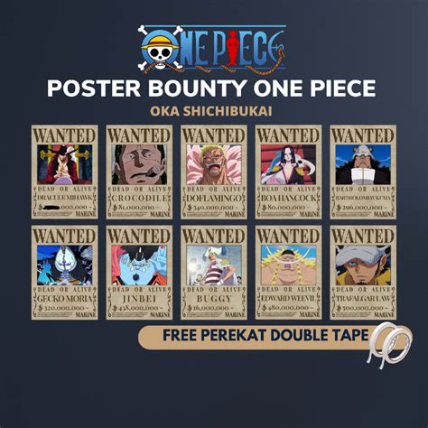 Jual Poster Bounty One Piece Terbaru 1 Set Kru Komplit Mugiwara Ukuran