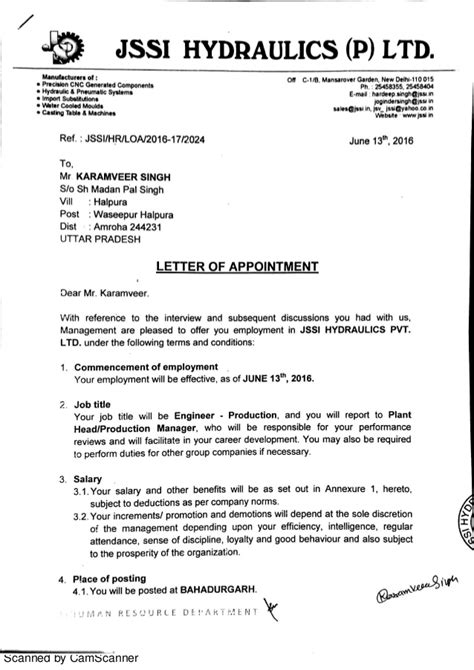 The appointment letter and offer letter, both represents different stages of recruitment process. Appointment Letter