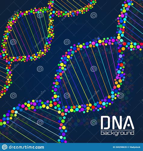 Abstract Spiral Of Dna Colorful Molecule Structure Science Concept