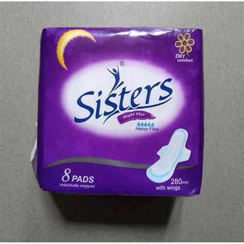 Sisters Night Plus Heavy Flow Sanitary Napkin 280mm With Wings 8 Pads