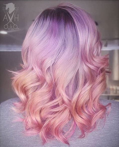 Pastel Ombre Lilac Peach And Pink Hair Peach Hair Lilac Hair Hair