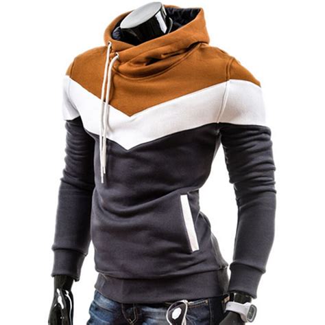 Slimming Trendy Hooded Colour Long Sleeves Thicken Hoodies For Men