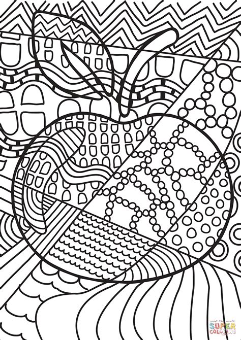 Pop Art Apple Coloring Page Free Printable Coloring Pages