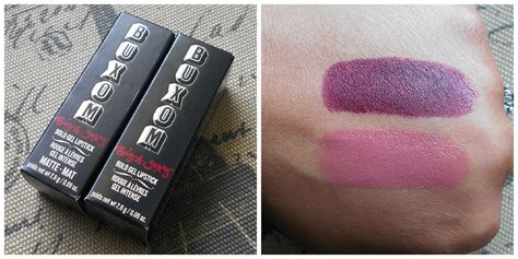 Makeup Fashion And Royalty Swatches Buxom Big And Sexy Bold Gel Lipsticks Vampy Plum And Rebel Rose