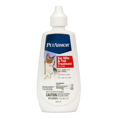 Petarmor Ear Mite And Tick Treatment For Cats 3 Oz