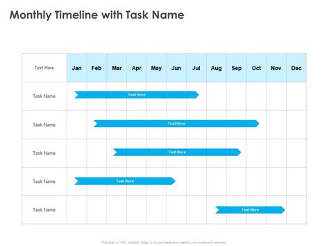 Monthly Timeline With Task Name Ppt Powerpoint Presentation Slides