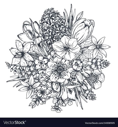 Floral Composition Bouquet With Spring Flowers Vector Image On Flower
