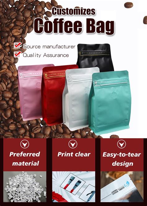 Wholesale Resealable Recycle Flat Bottom Coffee Bean Packaging Bags