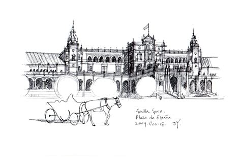 Plaza De Espana Sevilla Spain Sketch By Joungyeon Bahk Grid A