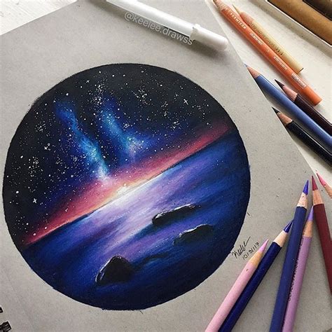 Galaxy Sunset Drawing Galaxy Drawings Pencil Portrait Color Pencil