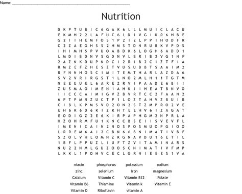 Food And Nutrition Wordsearch Wordmint Word Search Printable