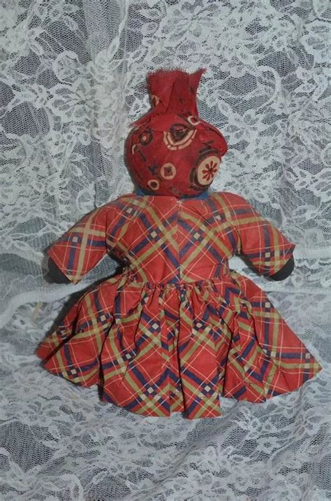 Old Doll Black Cloth Rag Doll Sewn Features Oldeclectics Ruby Lane