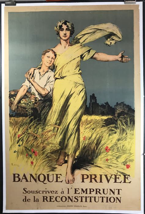 BANQUE PRIVEE, Original WWI French Reconstruction Propaganda Poster - Original Vintage Movie Posters