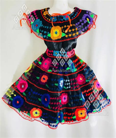 vestido traje artesanal típico de flores chiapaneca de niña 1 300 00 en mercado libre