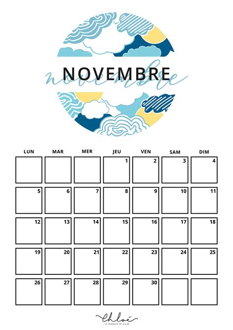 Calendrier Novembre à Imprimer La Penderie De Chloé Blog Lifestyle