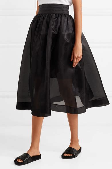 Ganni Seneca Silk Organza Midi Skirt Net A Porter