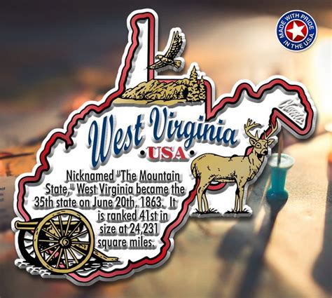 West Virginia Information State Magnet By Classic Magnets 34 X 31