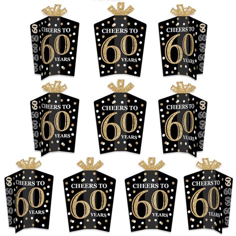 Adult 60th Birthday Gold Table Decorations Birthday Party Fold