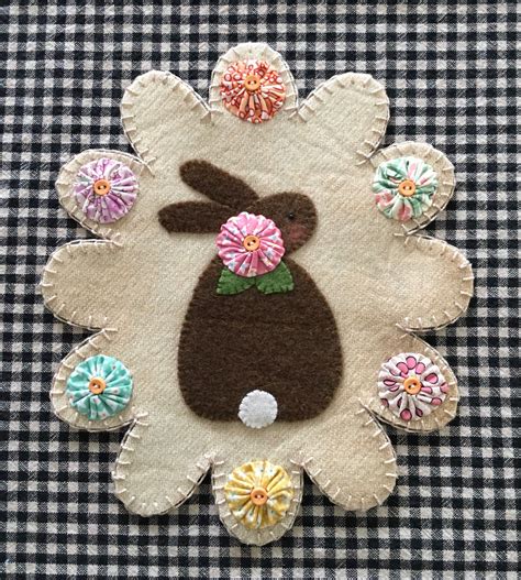 Bunny Wool Penny Rug Wool Felt Projects Felted Wool Crafts Wool Crafts