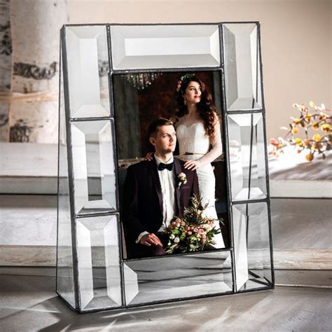 Beveled Glass Picture Frame 8x10 5x7 4x6 3x3 Square Crystal Etsy