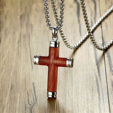 Wooden Cross Necklace For Men 2019 Design Rosewood Jewelrify