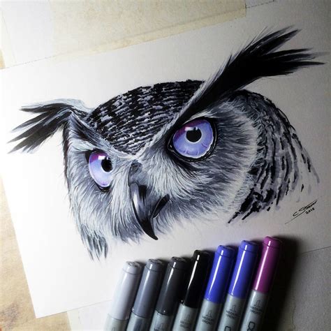 Owl Copic Marker Drawing By Lethalchris On Deviantart