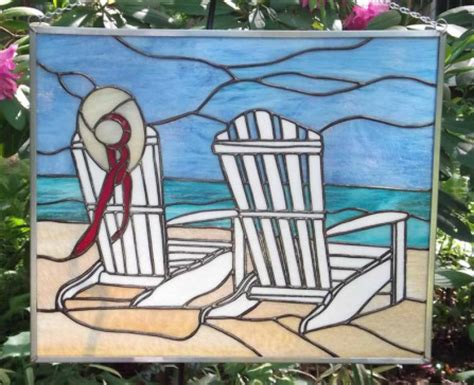 The beach scene stained glass measures 17.5 x 7.5. Sandyhook Art Glass Studio - Home