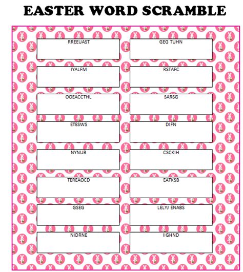 Easter Word Scramble Free Printable Moms And Munchkins
