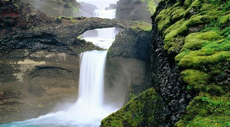 Wonderful Waterfalls In Iceland Natural Bridge Waterfalls Cascade