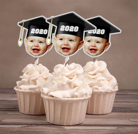 Graduation Toppers Cupcake Topper Cap And Gown Graduation Party