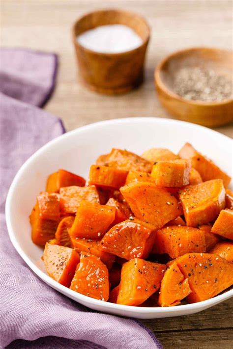 In this easy vegetable side dish recipe, sweet potatoes are tossed with maple syrup, butter and lemon juice and are roasted until tender and golden brown. Glazed Baked Sweet Potato Recipe (These are So Easy ...